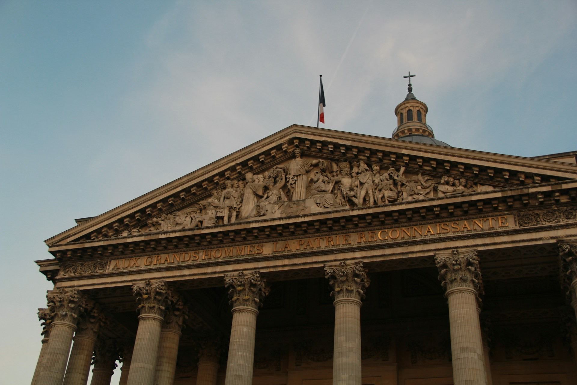 Pantheon and Sorbonne University quarter in Paris on a clear day
